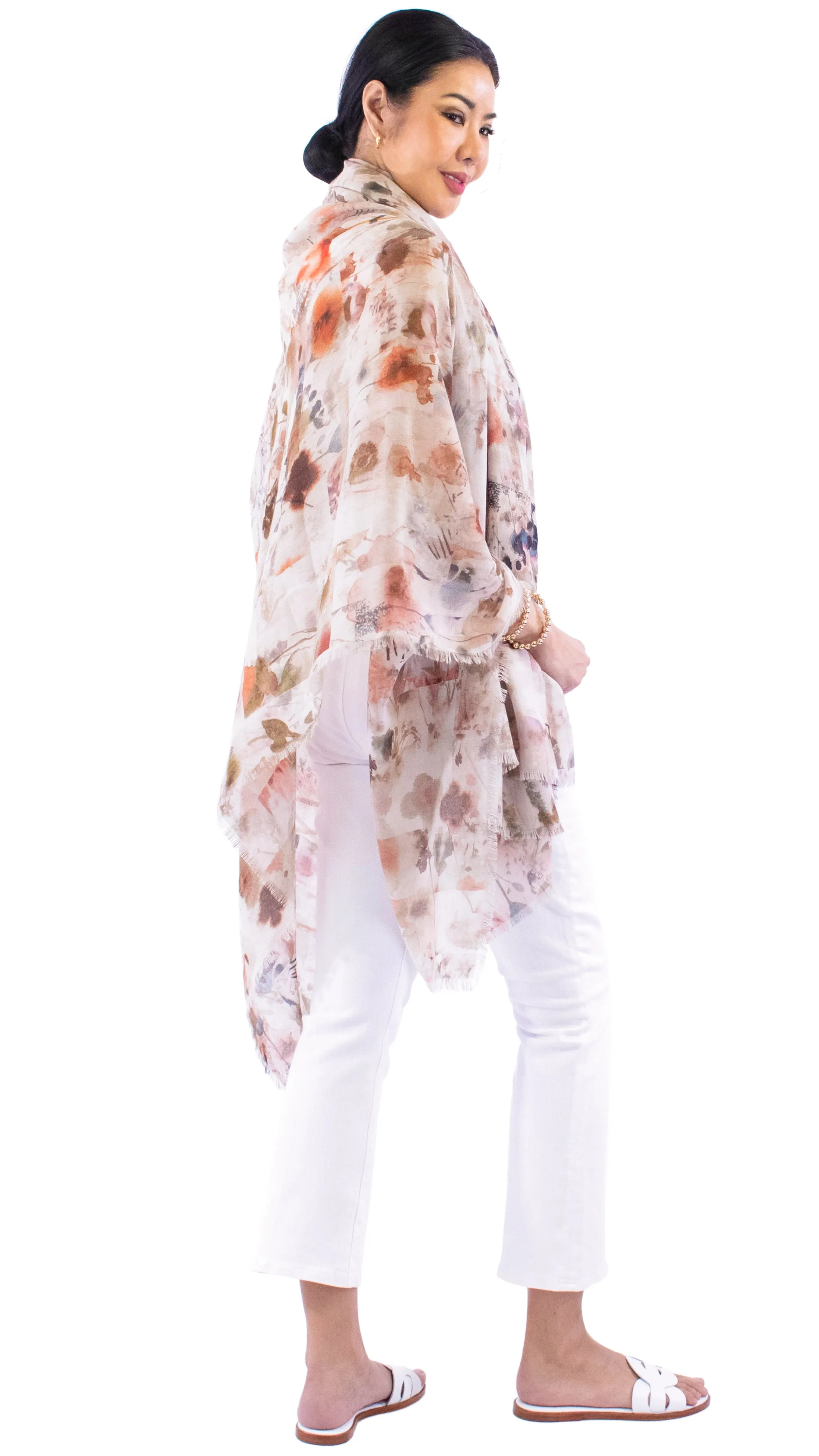 Abstract Floral Scarf - Rosy Taupe