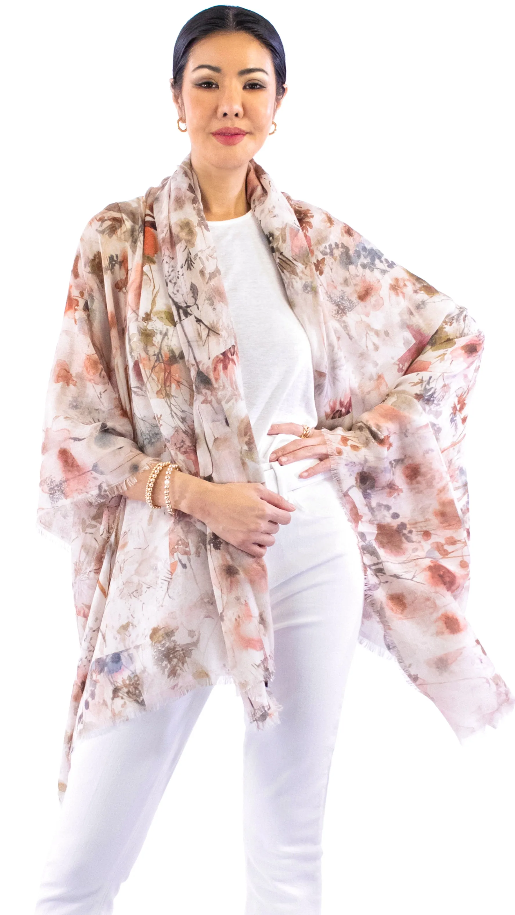 Abstract Floral Scarf - Rosy Taupe