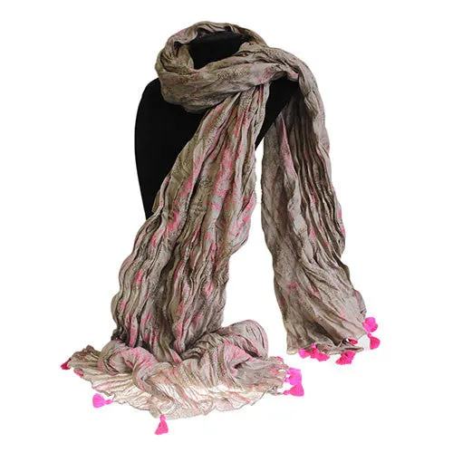 Antique Tasseled Scarf - Rose