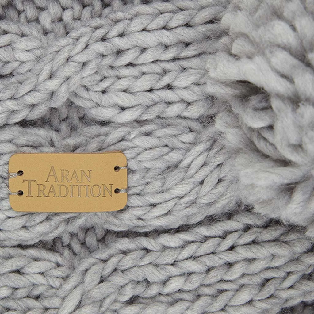 Aran Cable Knit Pom Pom Scarf