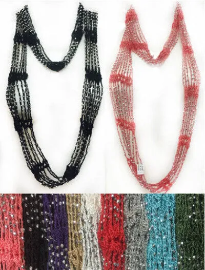 beaded infinity scarves beaded thread- asst colors Case of 24