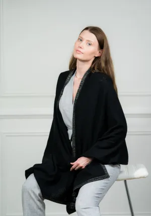 Black Pointelle Cashmere Wrap