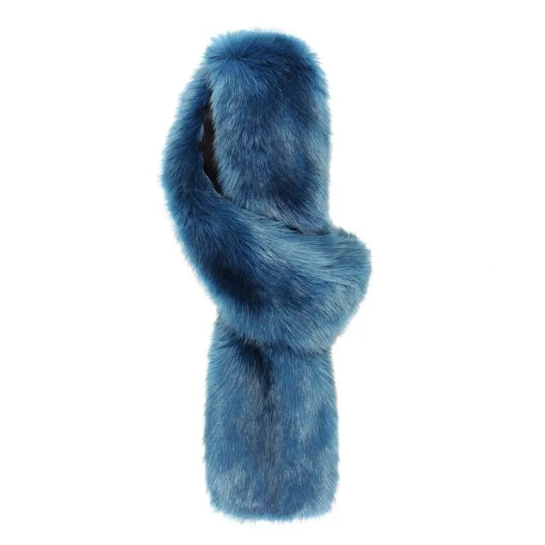 Blue Petrol Faux Fur Loop Scarf