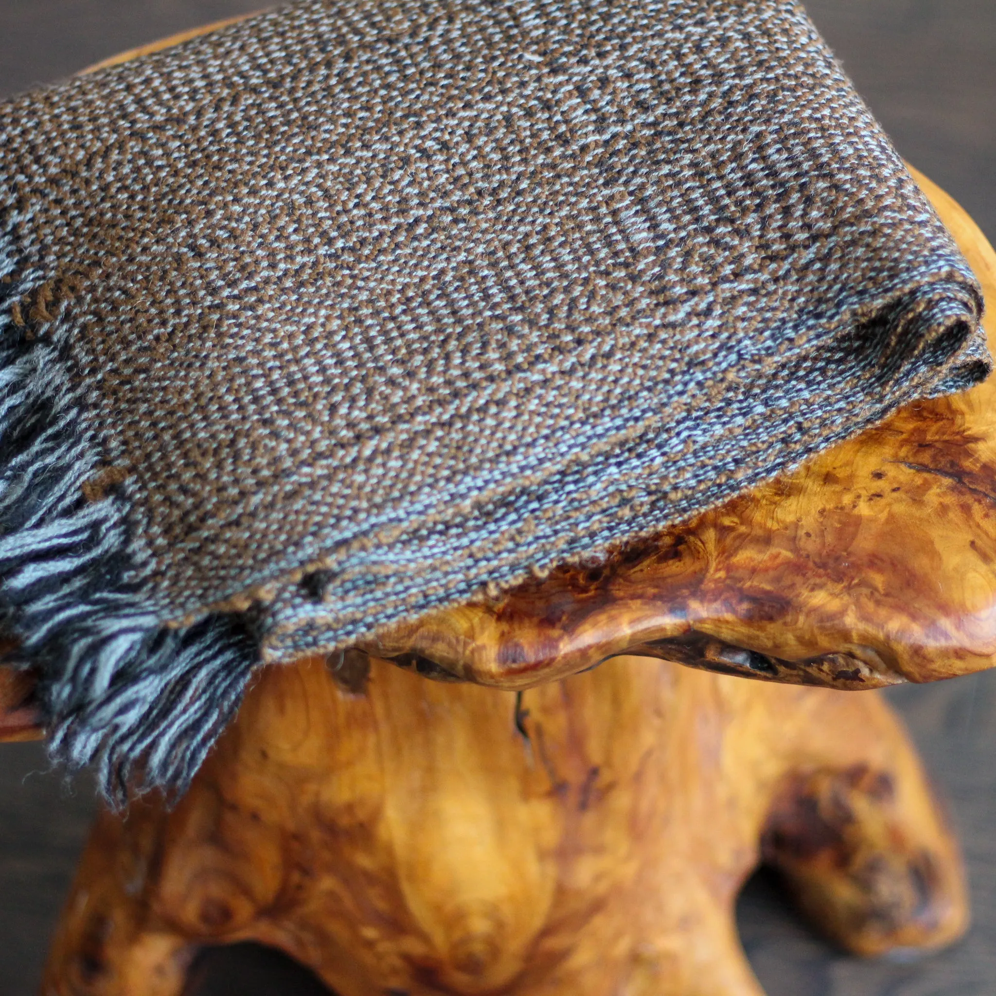 Handwoven Himalayan Bactrian Camel Wool Scarf - Unique Brown Muffler from Ladakh (15x67)