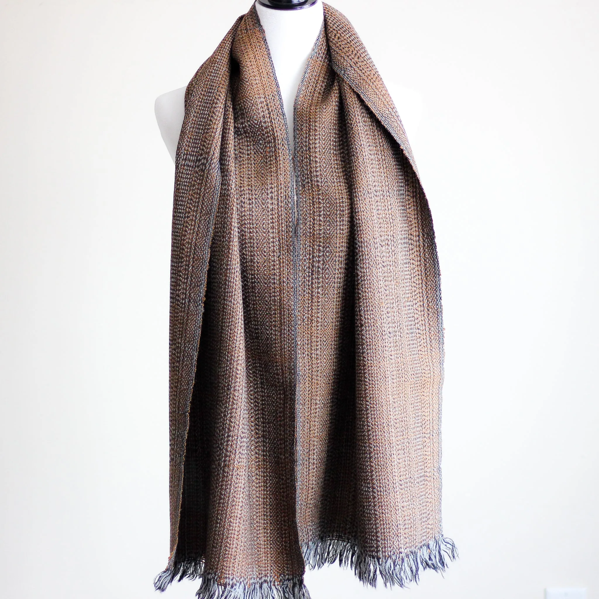 Handwoven Himalayan Bactrian Camel Wool Scarf - Unique Brown Muffler from Ladakh (15x67)