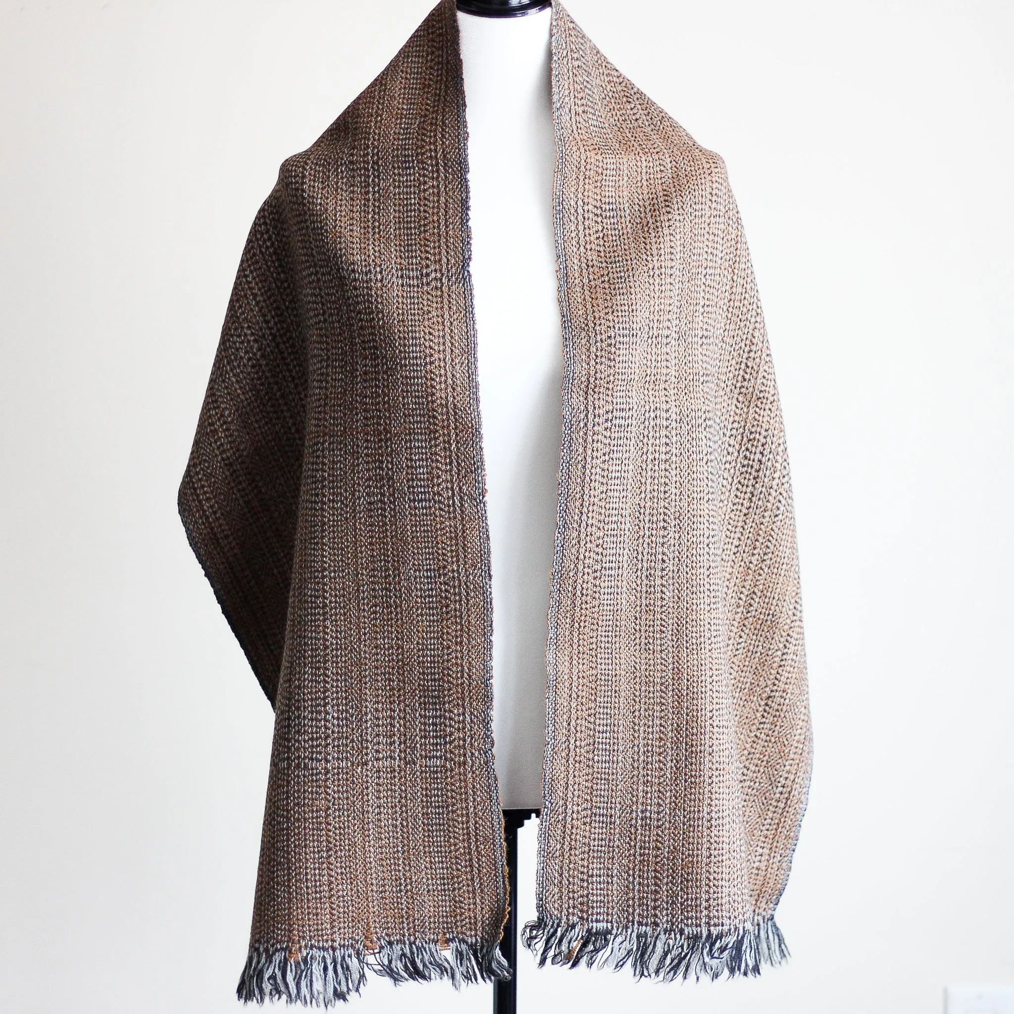 Handwoven Himalayan Bactrian Camel Wool Scarf - Unique Brown Muffler from Ladakh (15x67)