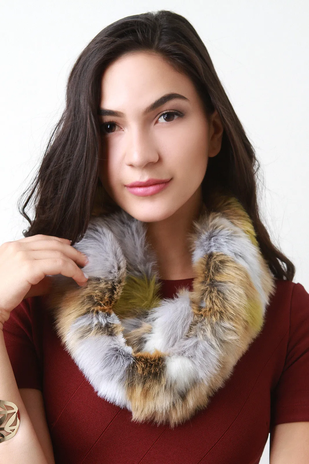 Colorful Furry Circle Scarf