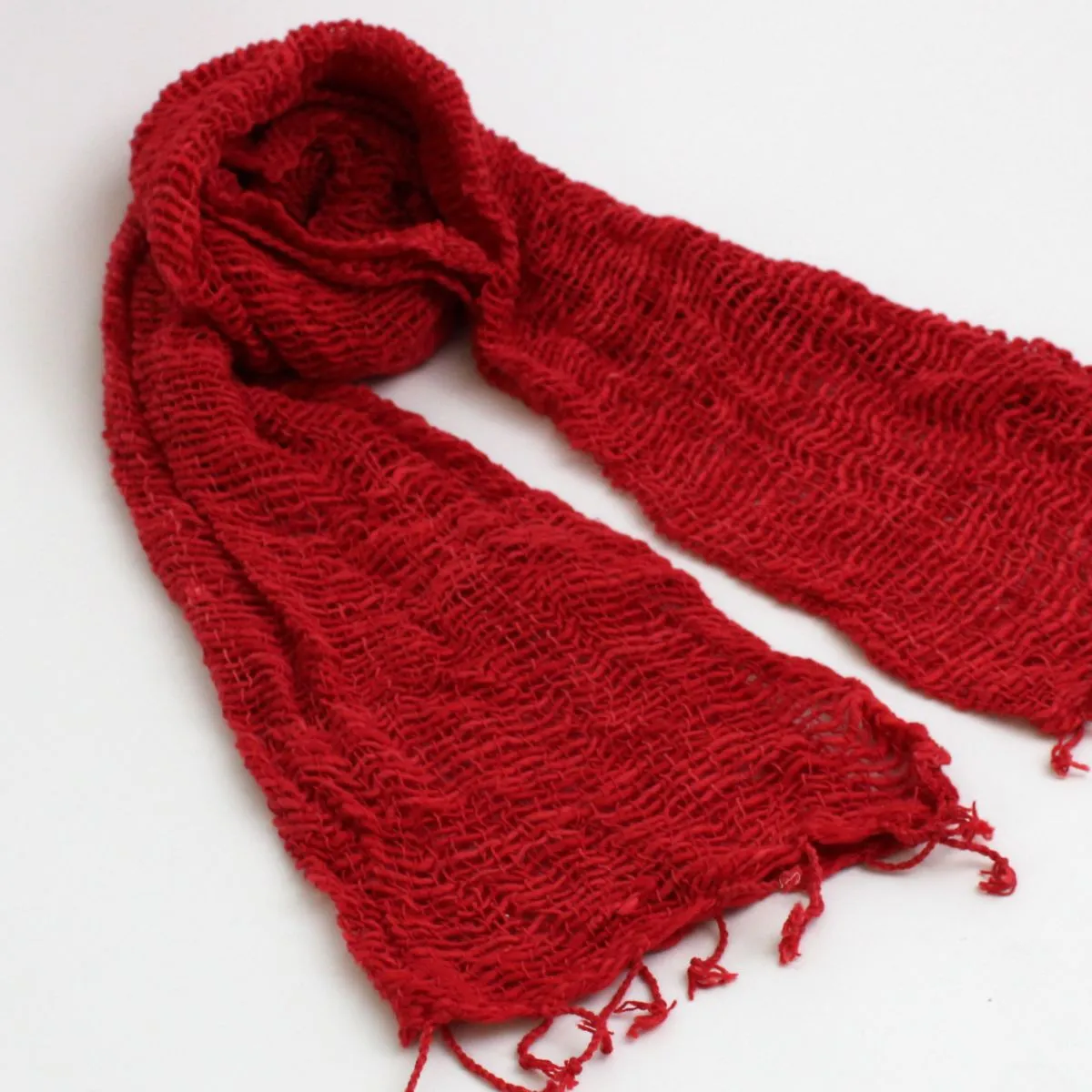 Coral Open Weave Scarf