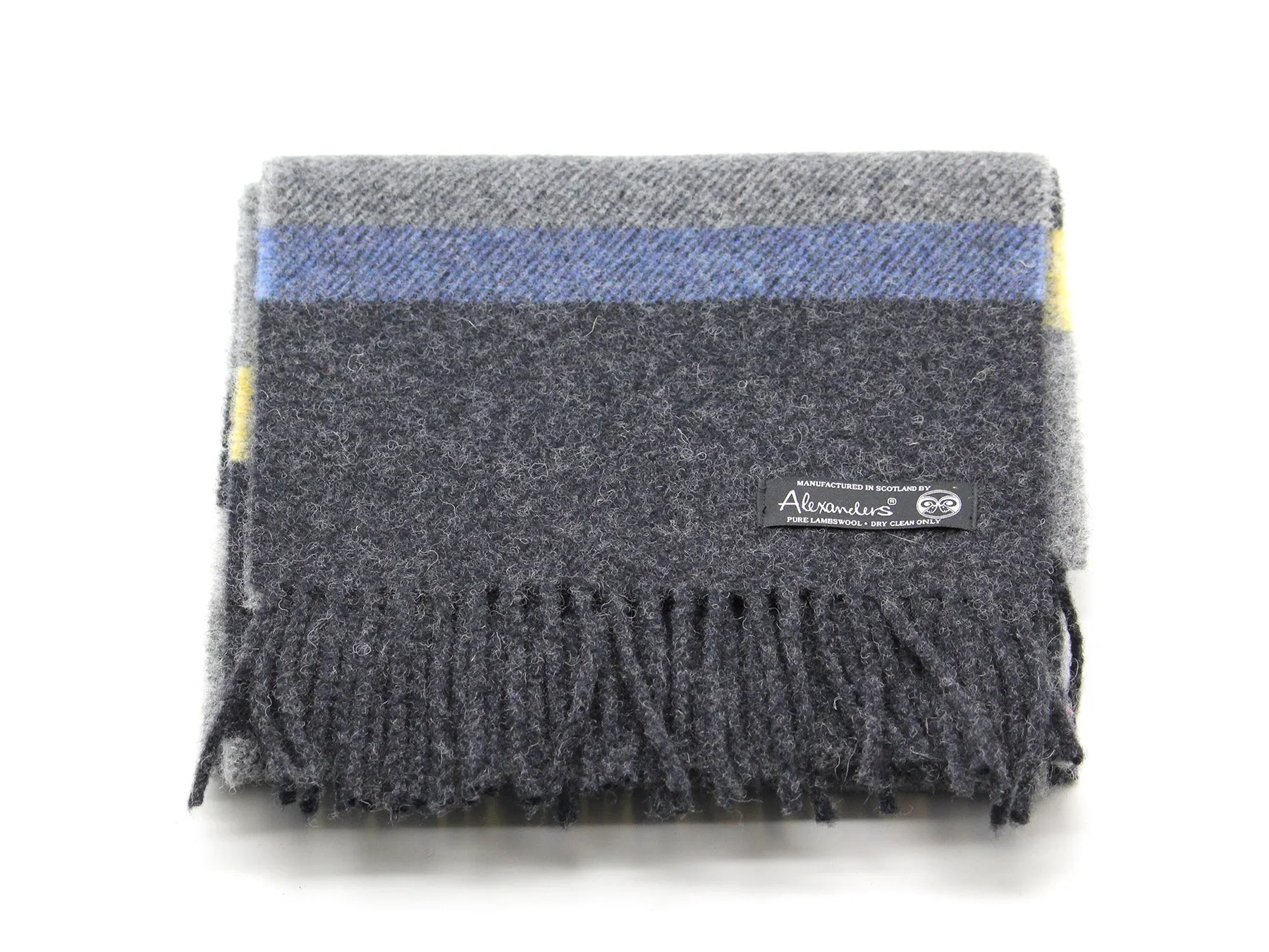 Cosy Blanket Scarf - Charcoal Lemon Stripe