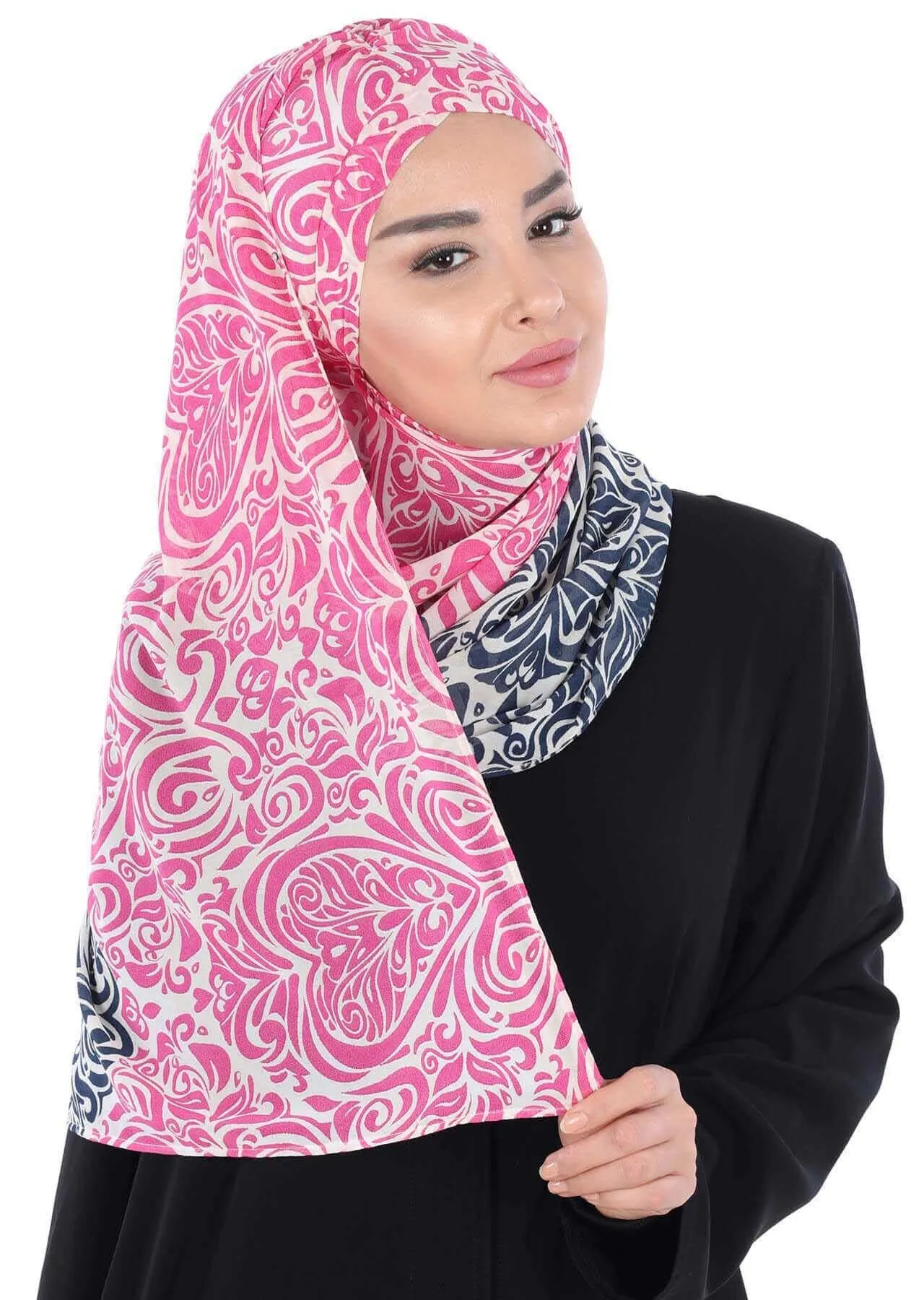 Elegant Patterned Instant Chiffon Shawl Hijab for Women, Lightweight Breathable Women Headscarf,CPS-502D