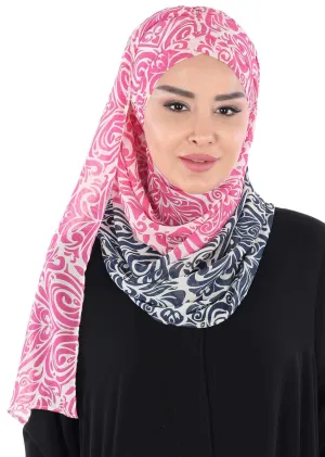 Elegant Patterned Instant Chiffon Shawl Hijab for Women, Lightweight Breathable Women Headscarf,CPS-502D