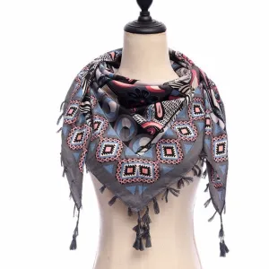 Fashion Cotton Warm Scarf Printed Tassel Bandana Shawl #1362