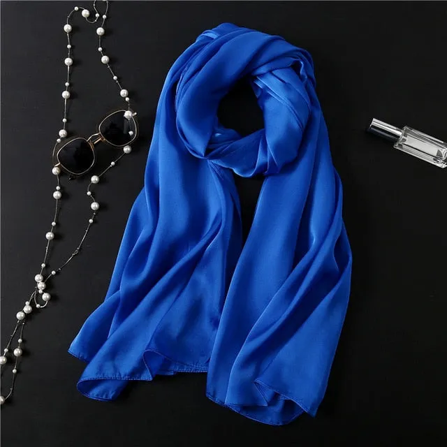 Fashion Silk Scarf Solid Color Bandana Shawl #FS-1