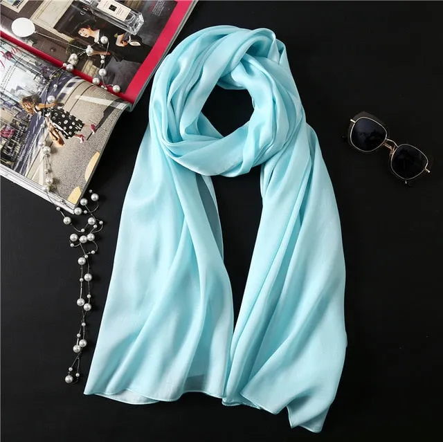 Fashion Silk Scarf Solid Color Bandana Shawl #FS-1