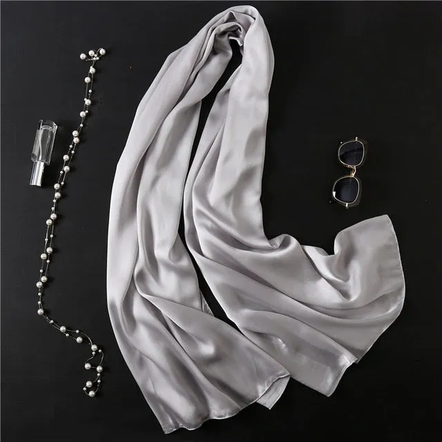 Fashion Silk Scarf Solid Color Bandana Shawl #FS-1