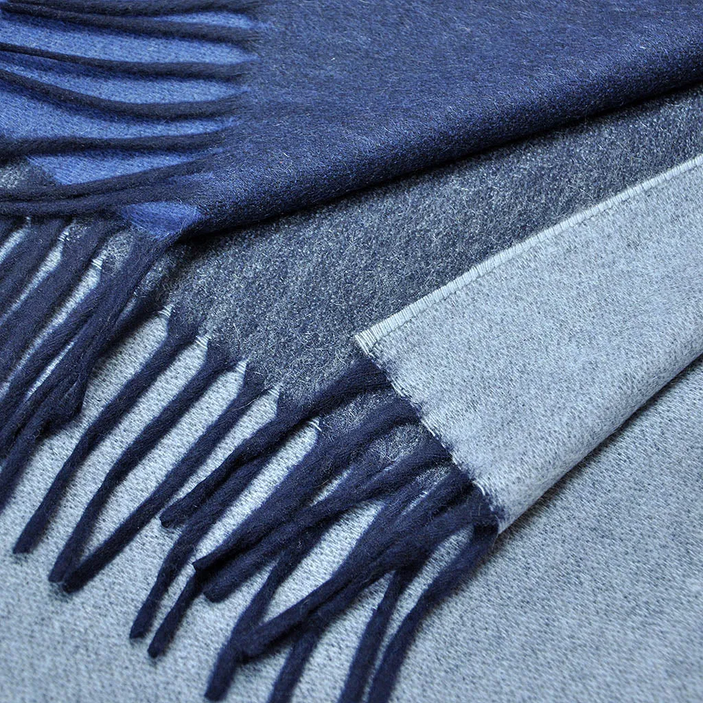 Four Panels of Colour Cashmere Scarf in Blues