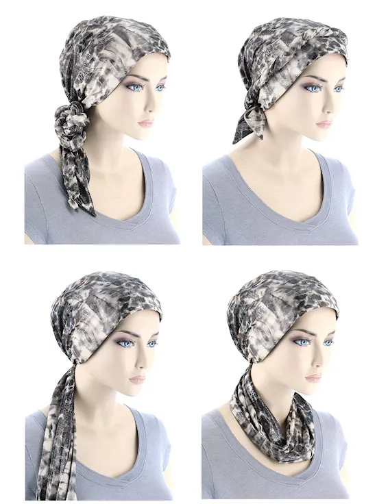 Head Wrap Scarf Black Silver Shimmer