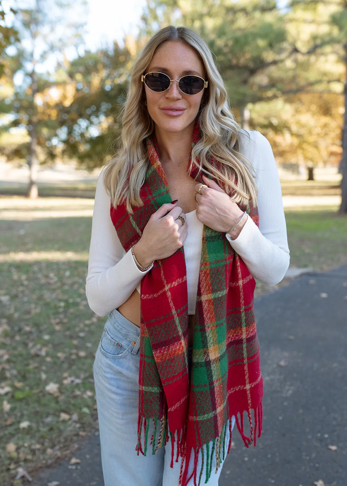 Holiday Cheer Red & Green Plaid Scarf