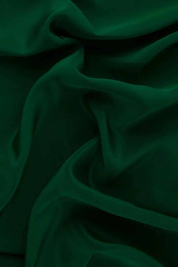 Hunter Green Silk Crepe de Chine Fabric