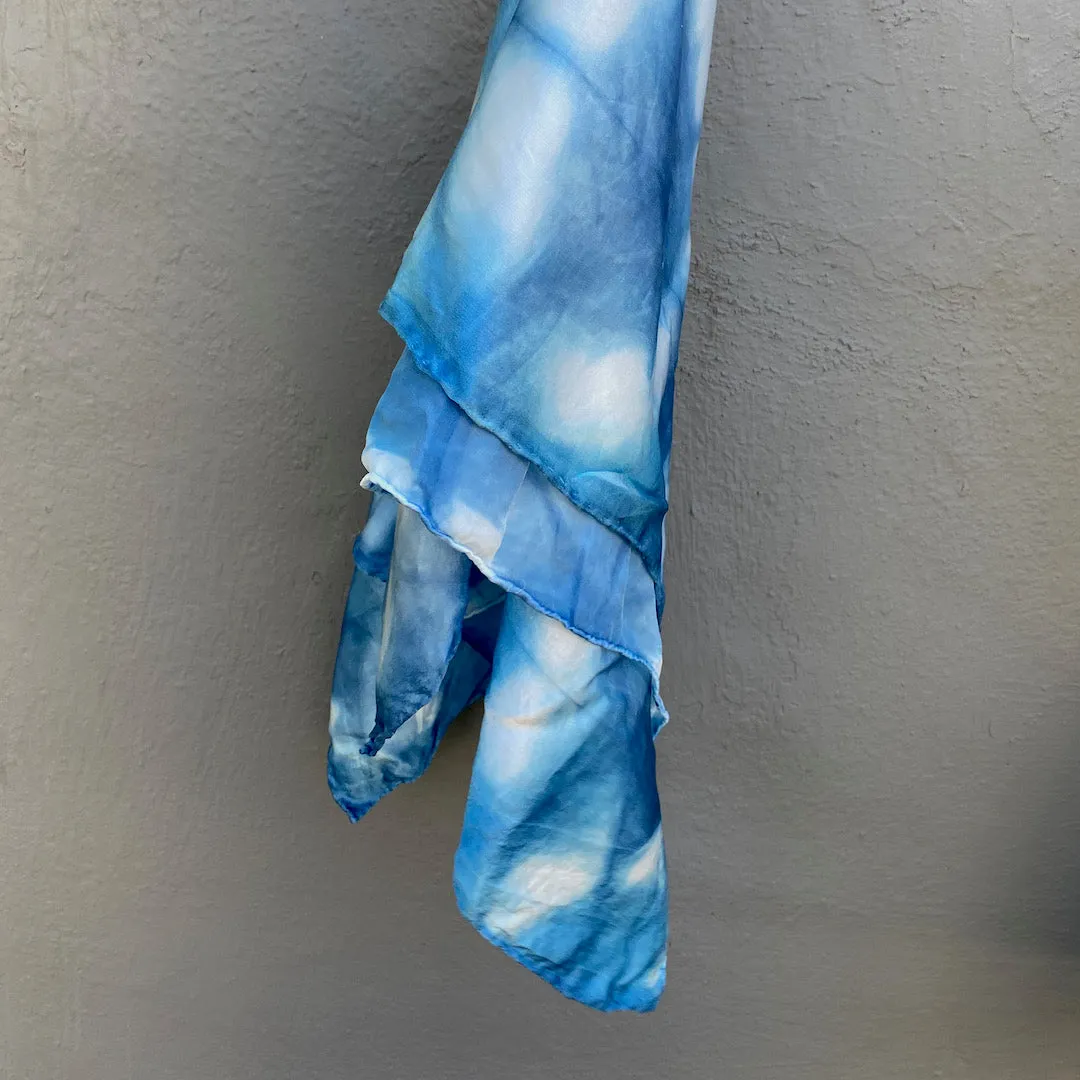 Indigo Blue  | Square Silk Scarf | Burst