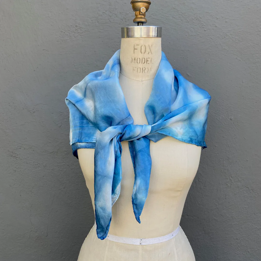 Indigo Blue  | Square Silk Scarf | Burst