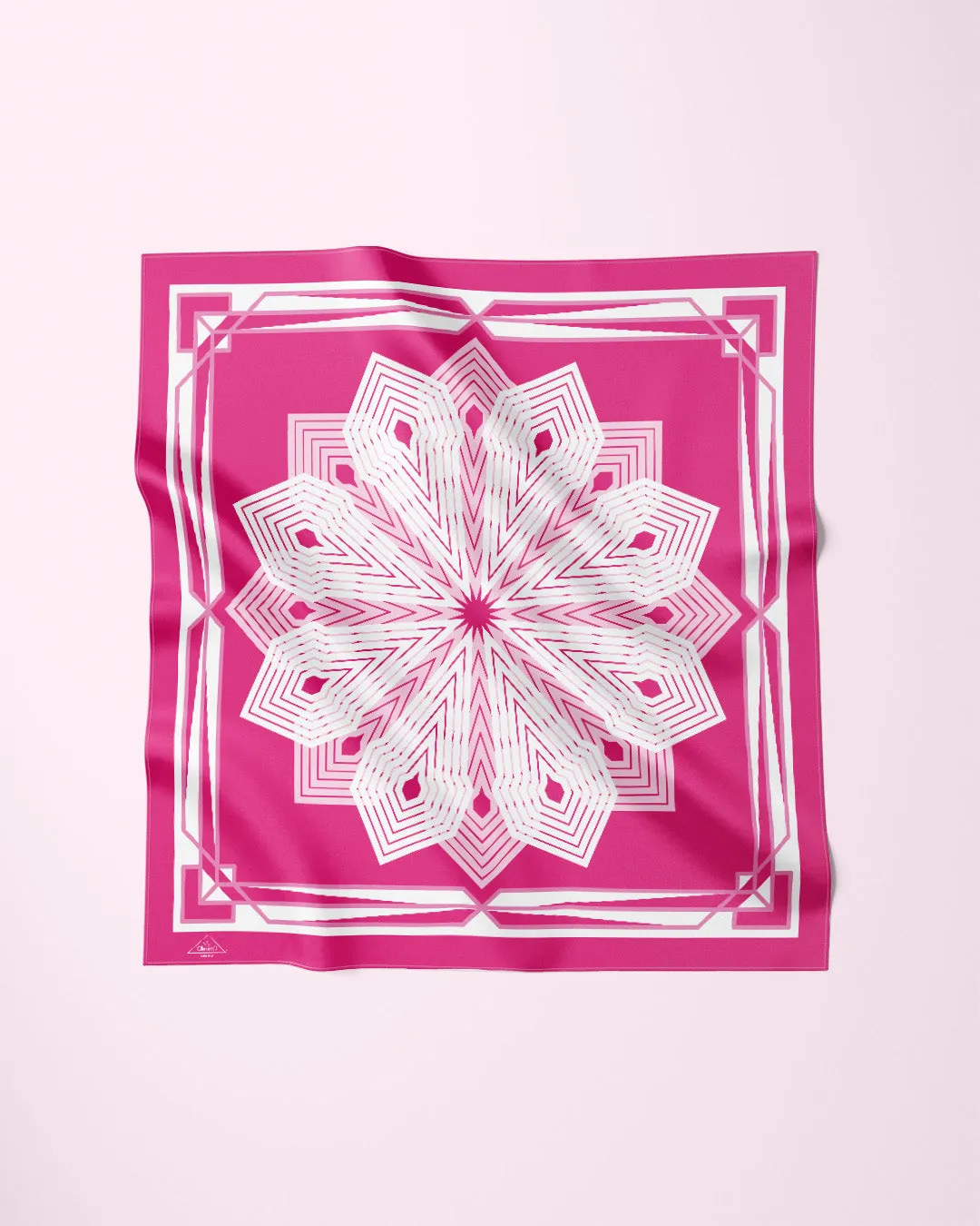 KALEIDOSCOPE Mandala Designer 100% Silk Scarf in Pink White