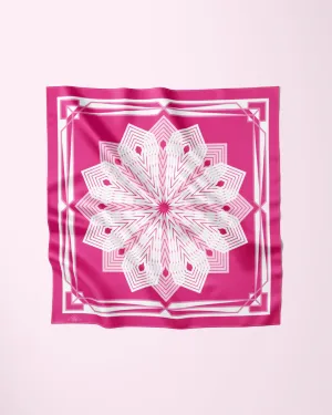 KALEIDOSCOPE Mandala Designer 100% Silk Scarf in Pink White