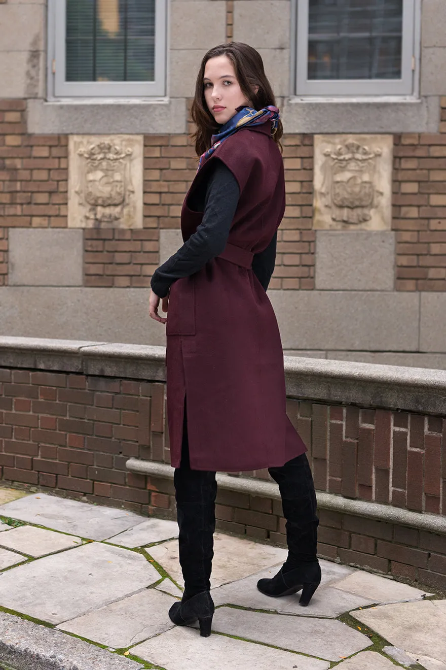 Longline Wool Vest Tawny Port