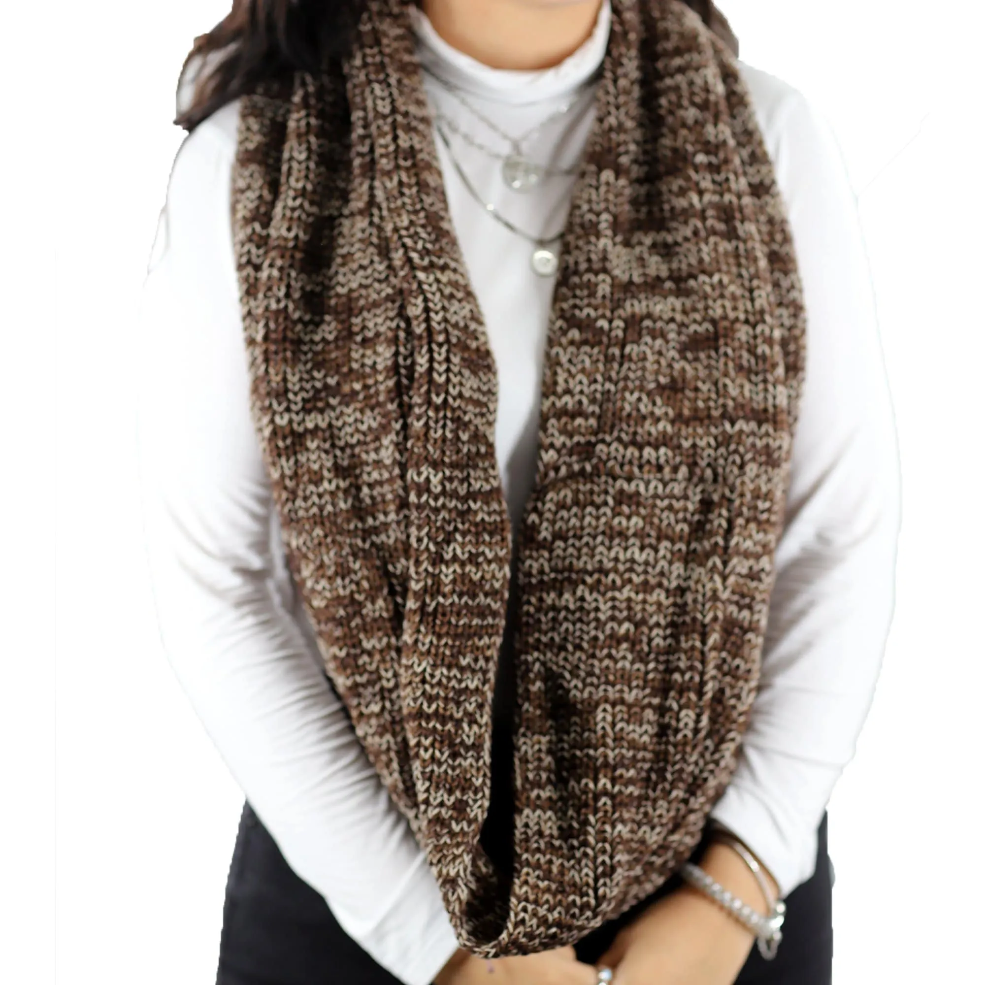 Marled Yarn Snood - Brown