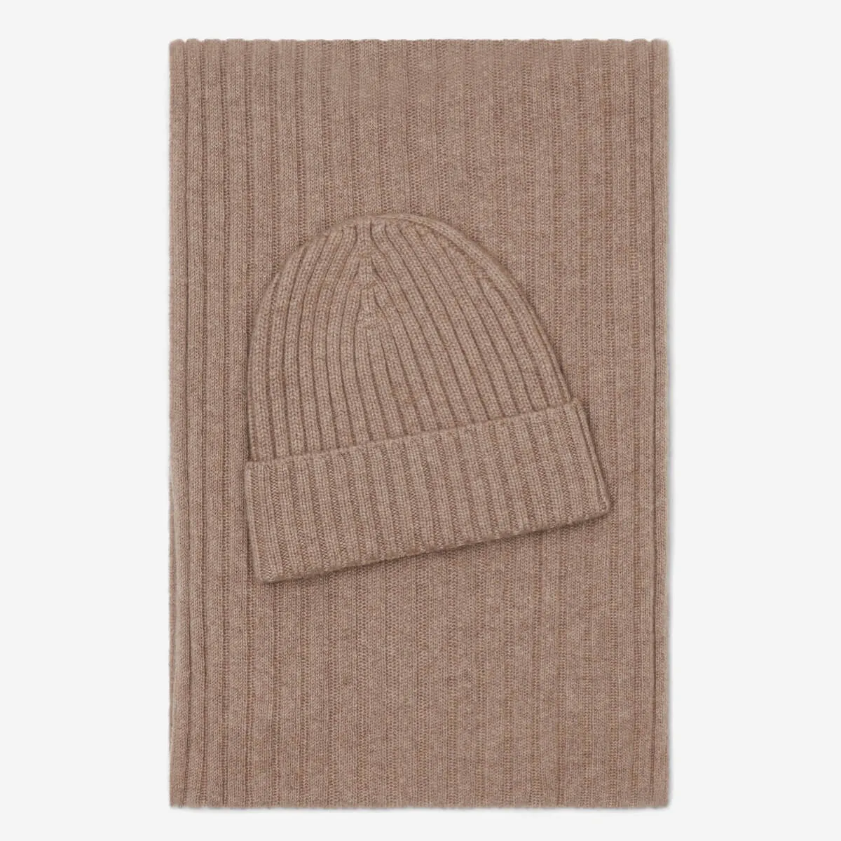 Milano (brown) - 100% cashmere ribbed beanie (unisex)