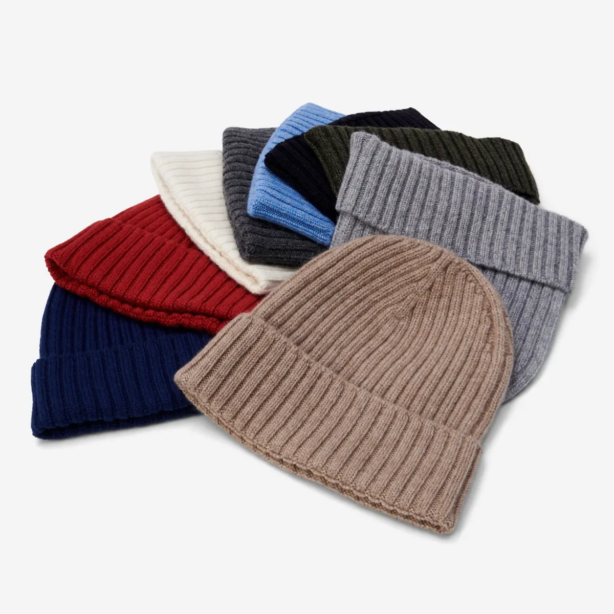 Milano (brown) - 100% cashmere ribbed beanie (unisex)