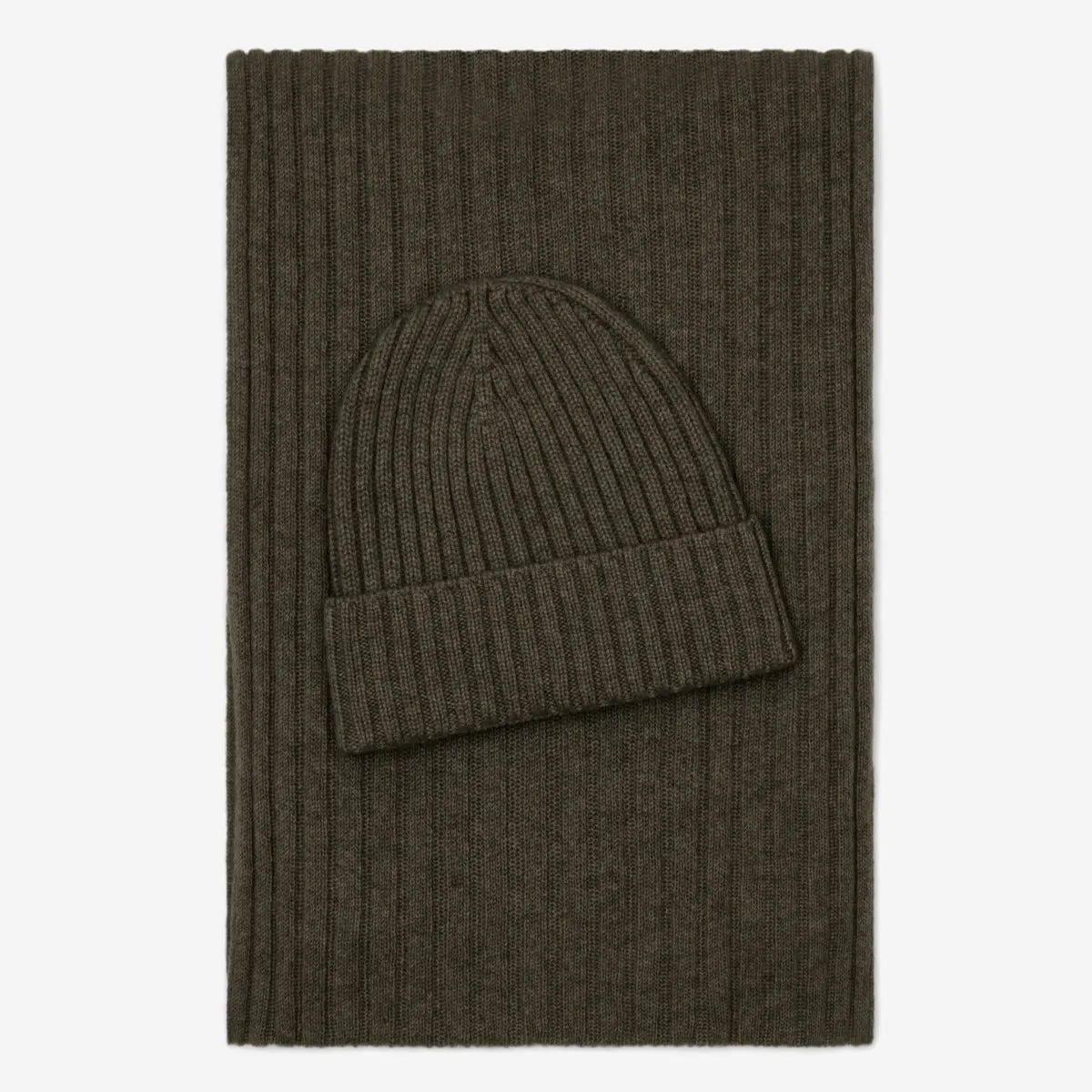 Milano (dark green) - 100% cashmere ribbed beanie (unisex)