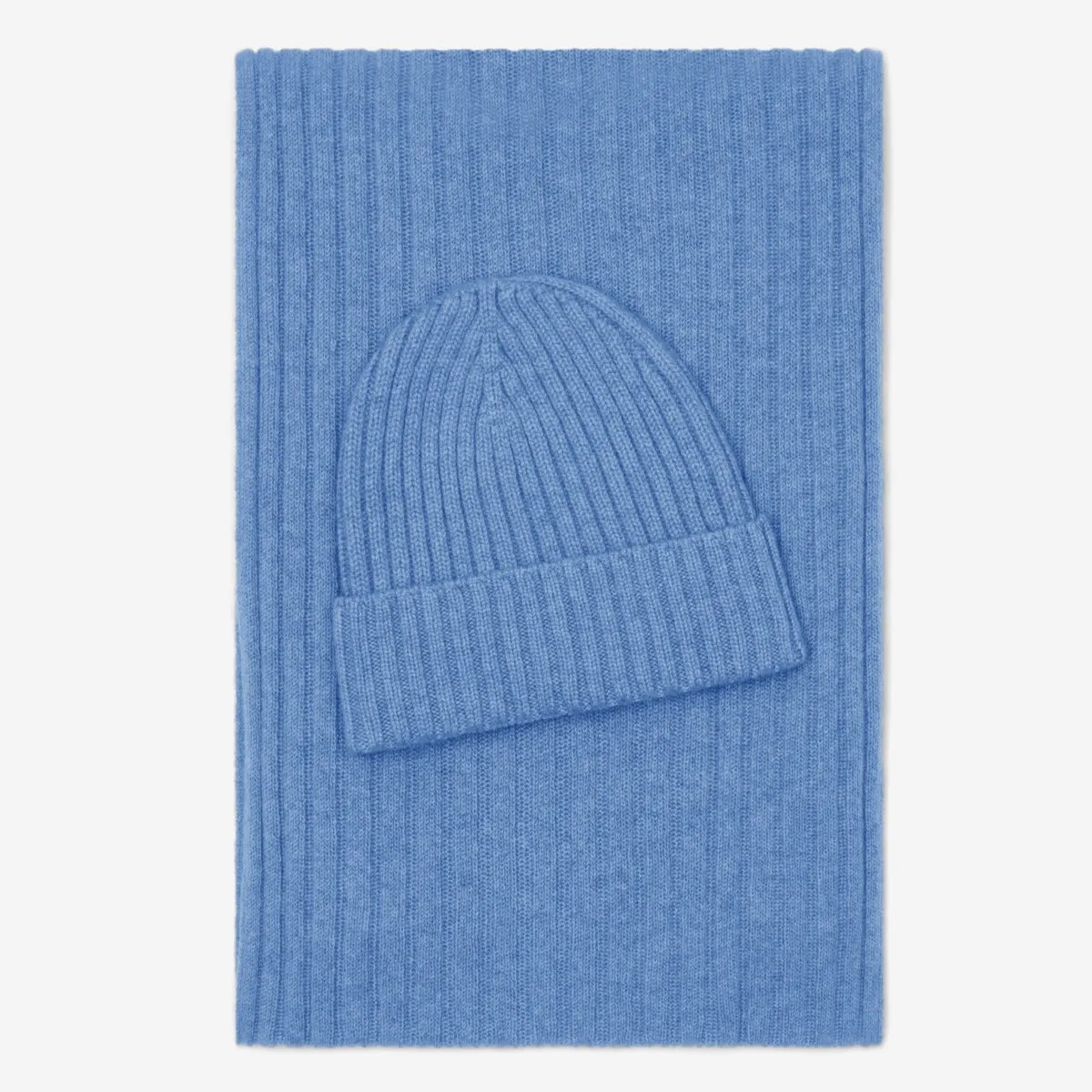 Milano (light blue) - 100% cashmere ribbed beanie (unisex)