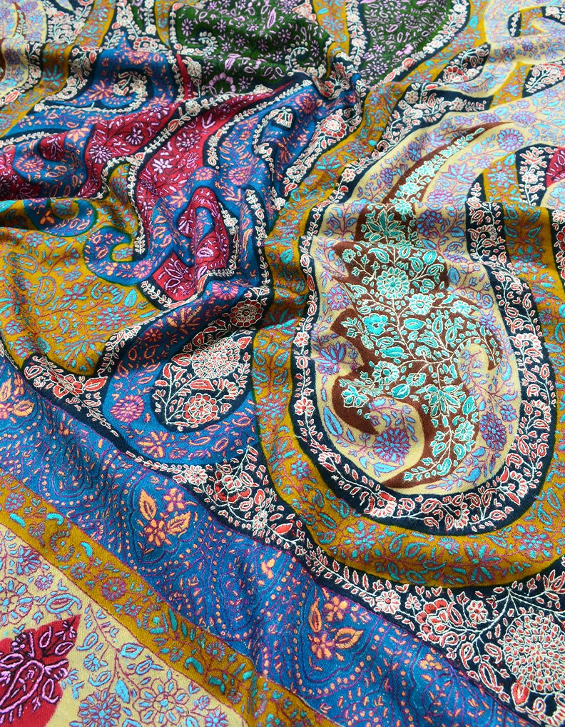 multi-coloured embroidery pashmina shawl 8245