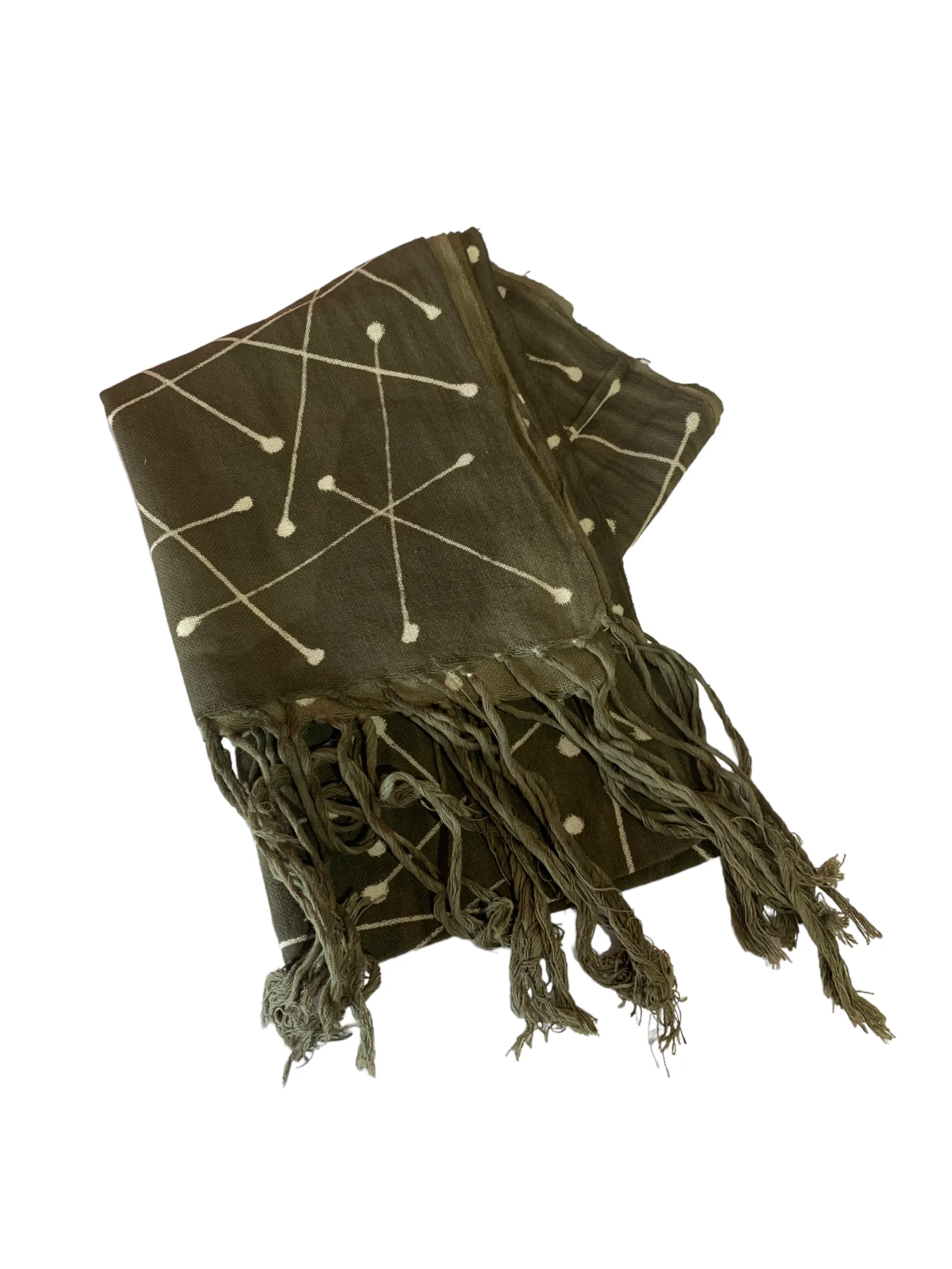 Olive Cotton Mud Cloth Scarves