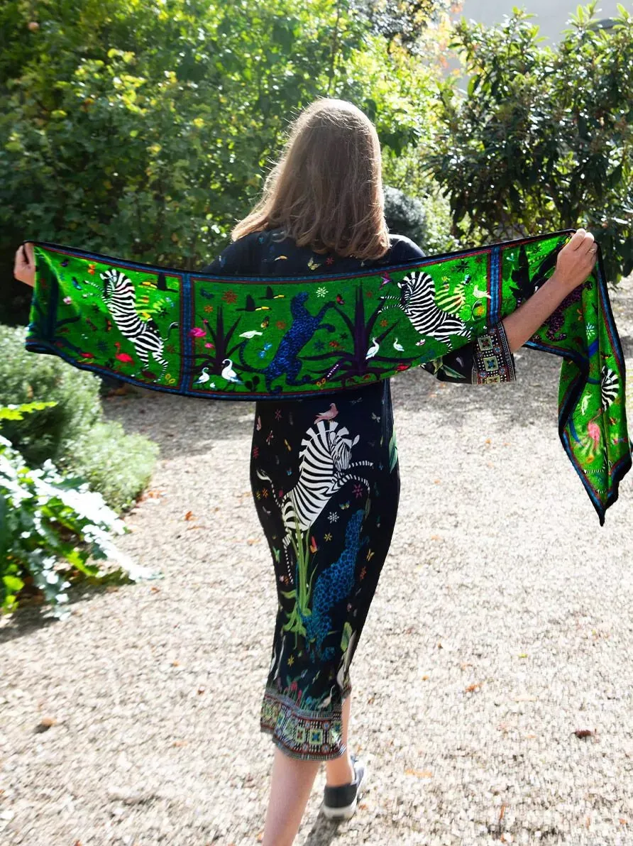 Ortigia Velvet Jungle Scarf Green