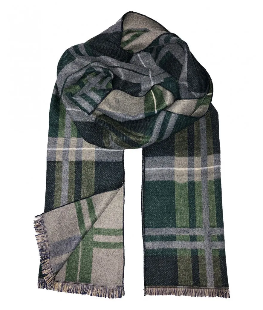 Plaid Green Wool Felt Scarf