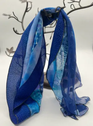 Silk Collage Blue Scarves