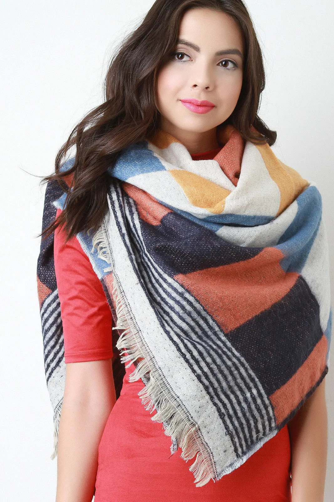 Soft Knit Squared Blanket Scarf