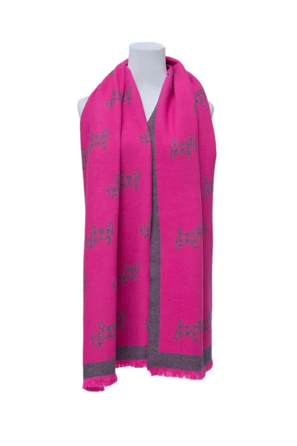 Supersoft Tartan Scotty Dog Scarf (Magenta/Grey)