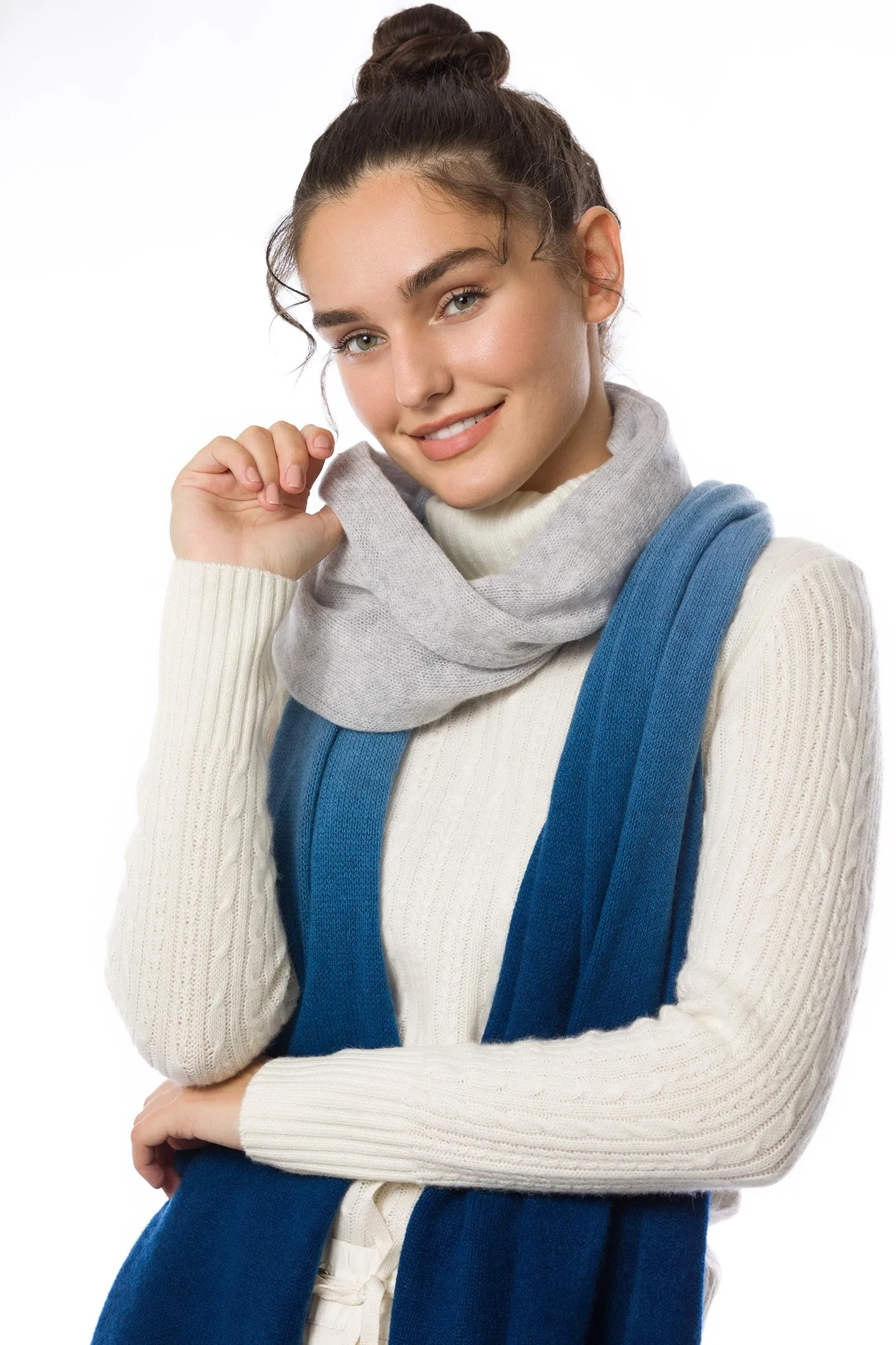 Sustainable Cashmere Lofty Scarf - Blue Dip-Dye