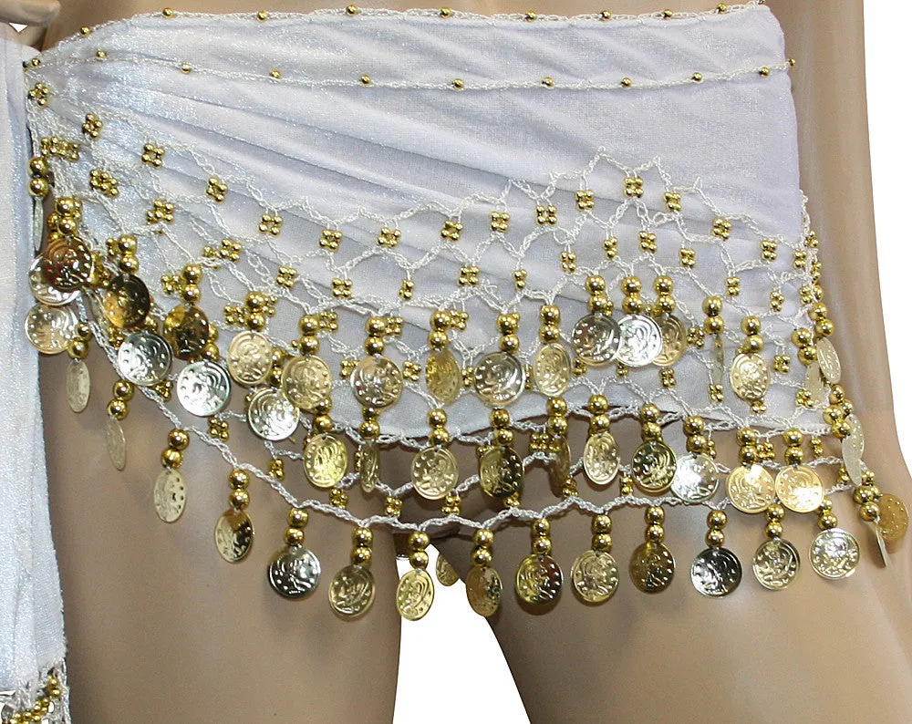 Velvet Coin Belly Dance Hip Scarves Costume Sash Skirts