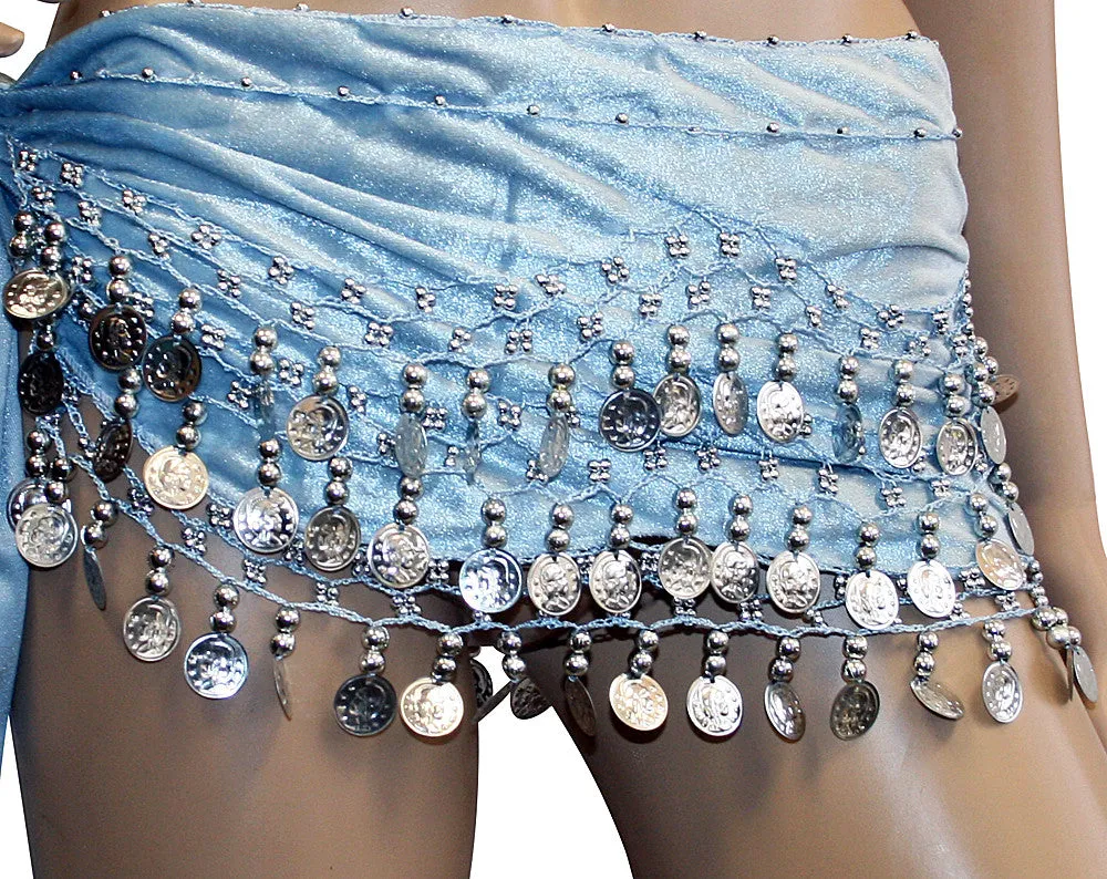 Velvet Coin Belly Dance Hip Scarves Costume Sash Skirts