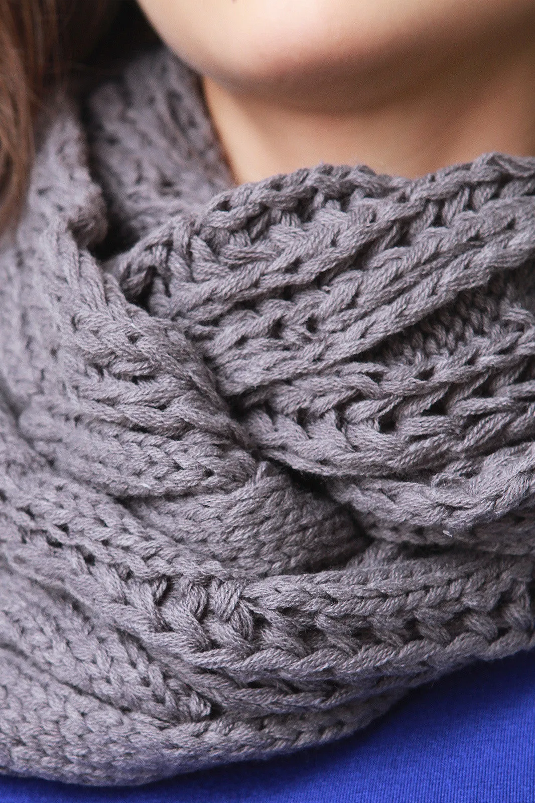 Wide Cable Knit Infinity Scarf